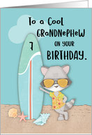 Age 7 Grandnephew Birthday Beach Funny Cool Raccoon in Sunglasses card