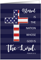 Veterans Day Blessings Religious Scripture American Flag in Cross card
