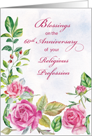Nun 60th Anniversary of Religious Profession Pink Roses card