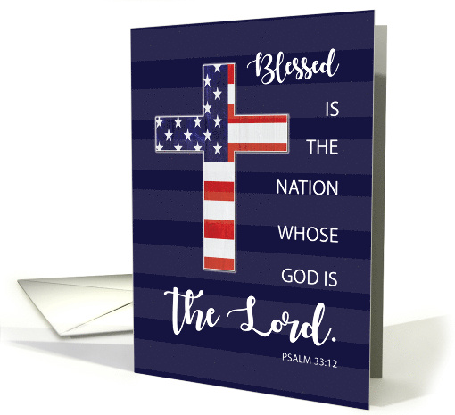 Labor Day Blessings Religious Scripture American Flag in Cross card