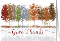Give Thanks Thanksgiving Trees and Lone Deer card