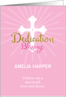 Dedication Blessing Custom Name Girl Pink With Gold Look card