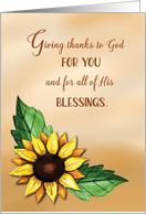 Religious Thanksgiving Sunflower Give Thanks card