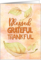 Thanksgiving Blessed Grateful Thankful Religious Word Art on Soft Text card
