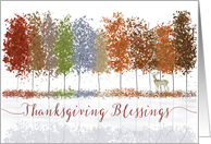 Thanksgiving Religious Blessings Trees and Lone Deer card
