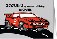 Nephew Custom Name Birthday Age 3 Red Sports Car card