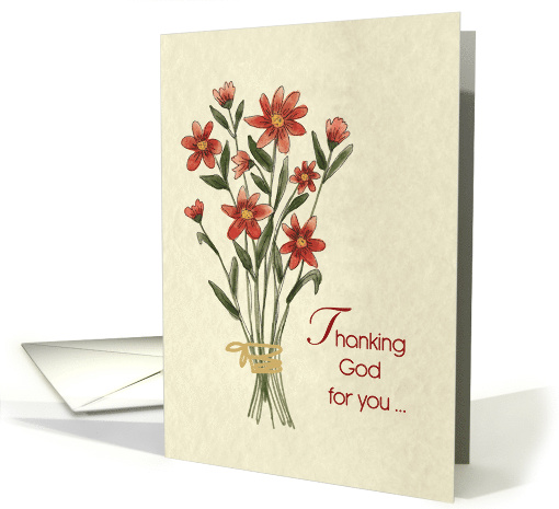 Thank God for You Red Flower Bouquet with Natural Paper... (1698690)