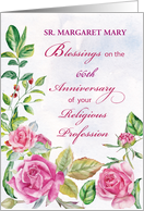 Nun Custom Name Year 66th Anniversary of Religious Profession Roses card