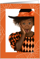 Halloween Orange Frame Photo Card Spider Web card