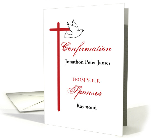 From Sponsor at Confirmation Custom Names Red Cross card (1701104)