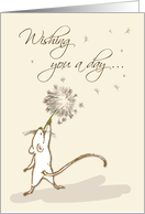 Thinking of You Mouse with Dandelion Wishes card
