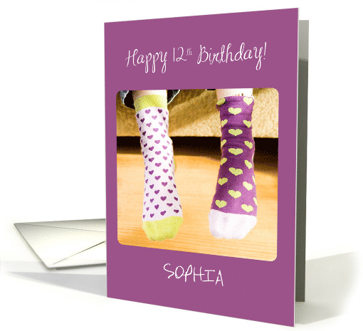Custom Name 12th Birthday Crazy Socks card (1702212)