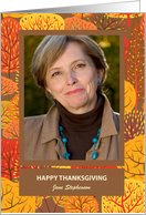 Thanksgiving Custom Photo and Name with Bright Fall Trees card