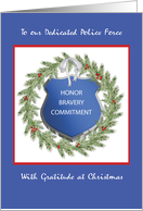 Police Office Religious Christmas Thank You Wreath card