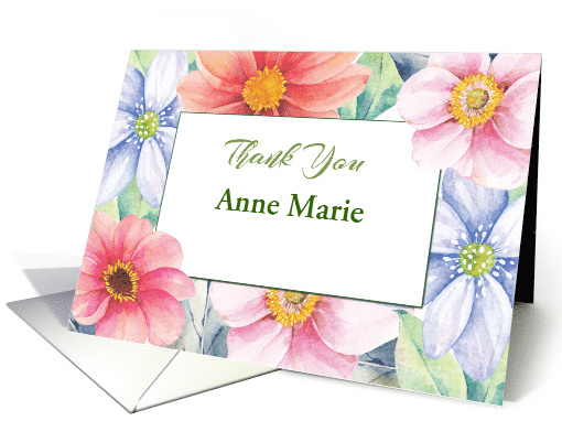 Religious Customizable Thank You for Serving Large Flowers card