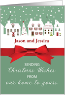 Christmas From Our Home to Yours Light Green with Red Bow card