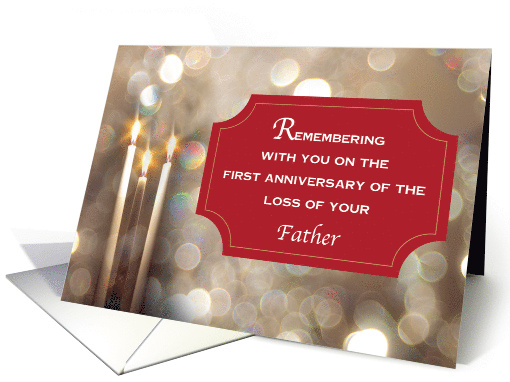 Father First Anniversary Remembrance at Christmas Candles card