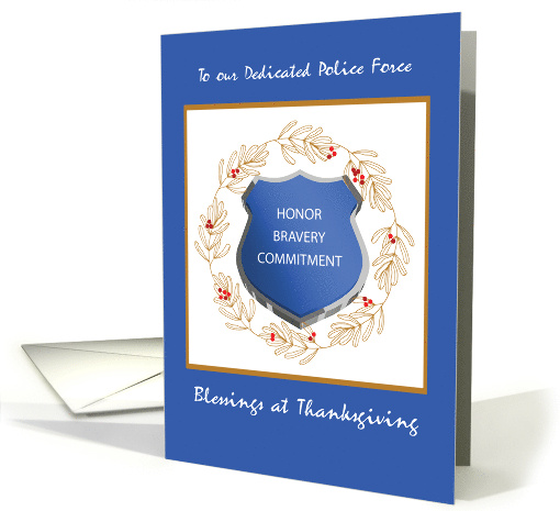 Police Office Religious Blessings Thanksgiving Thank You Wreath card