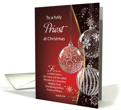 Priest Christmas Bible Quote Ornaments on Red Black card (1709564)