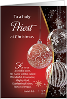 Priest Christmas Bible Quote Ornaments on Red Black card
