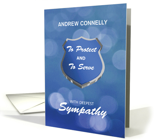 Custom Name Police Sympathy Emblem on Blue Bokeh card (1709646)