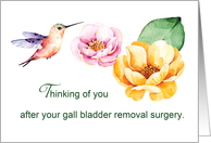 Gall Bladder Surgery Thinking of You Flowers and Hummingbird card