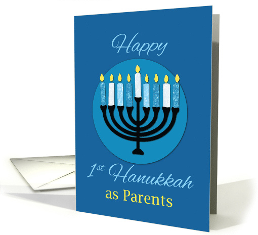 As Parents First Hanukkah Menorah on Dark Blue card (1710448)