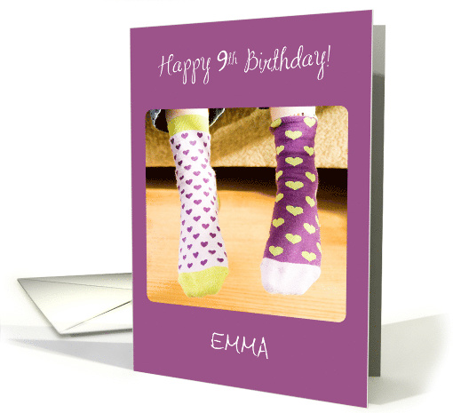 Customizable Name 9th Birthday Crazy Socks card (1710676)