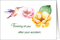Accident Thinking of You Flowers and Hummingbird card
