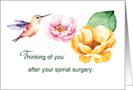 Spinal Surgery Thinking of You Flowers and Hummingbird card