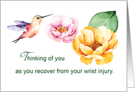 Wrist Injury Thinking of You Flowers and Hummingbird card