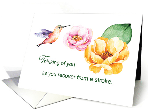 Stroke Thinking of You Flowers and Hummingbird card (1710896)
