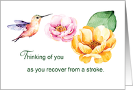 Stroke Thinking of You Flowers and Hummingbird card
