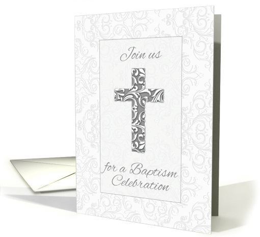 Baptism Invitation Blessings Cross with Swirls card (1711028)