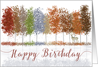 Birthday Autumn Trees and Lone Deer card