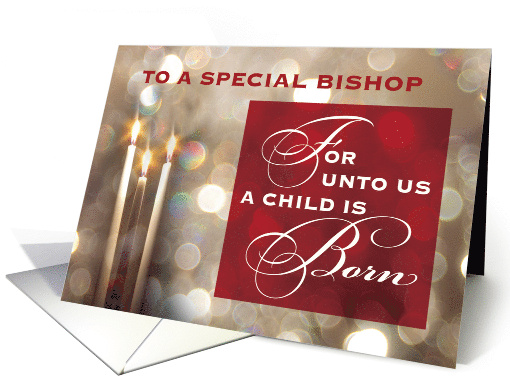 Bishop Christmas Candles Child is Born Red Gold card (1711104)