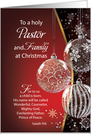 Pastor and Family Christmas Bible Quote Ornaments on Red Black card