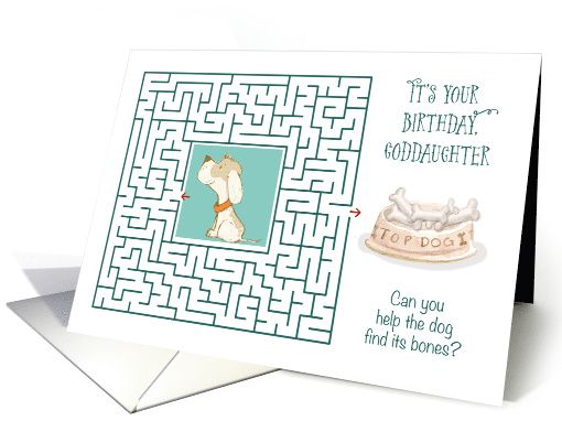 Goddaughter Amazing Birthday Puzzle Maze with Dog and Bones card
