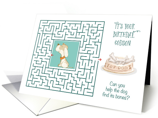Godson Amazing Birthday Puzzle Maze with Dog and Bones card (1713312)