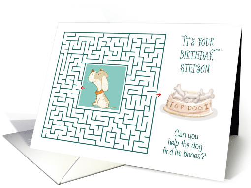 Stepson Amazing Birthday Puzzle Maze with Dog and Bones card (1713318)