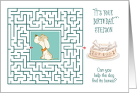 Stepson Amazing Birthday Puzzle Maze with Dog and Bones card