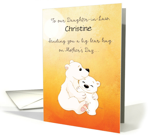 Daughter in Law Custom Name Mother's Day Bear Hugs For You card