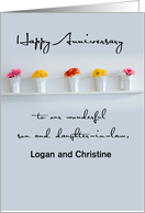 Son and Daughter in Law Wedding Anniversary Row of Flowers card