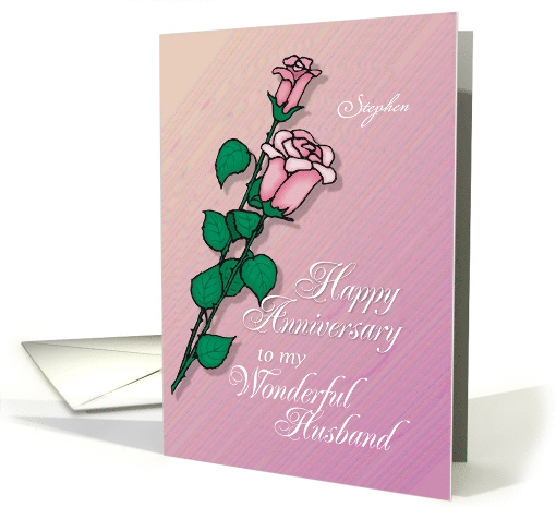 Husband Wedding Anniversary Customizable Name with Roses card