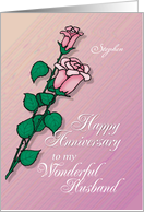 Husband Wedding Anniversary Customizable Name with Roses card