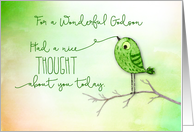 For Godson Bird on Branch Nice Thought of You card