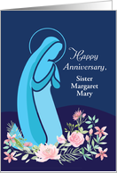 Custom Name Anniversary of Religious Life to Nun Mary Kneeling in Pray card