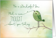 For Wonderful Son Bird on Branch Nice Thought of You card