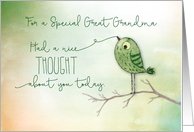 For a Great Grandma Bird on Branch Nice Thought of You card
