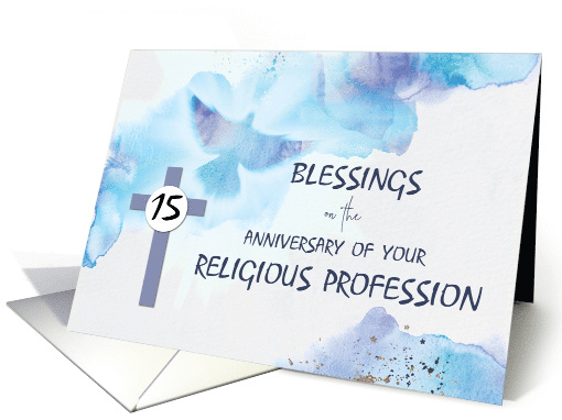 Nun 15th Anniversary of Religious Profession Blessings Blue Cross card